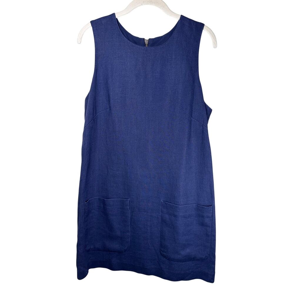 French Connection Navy Round Neck Sleeveless Shift Mini Dress Womens 10